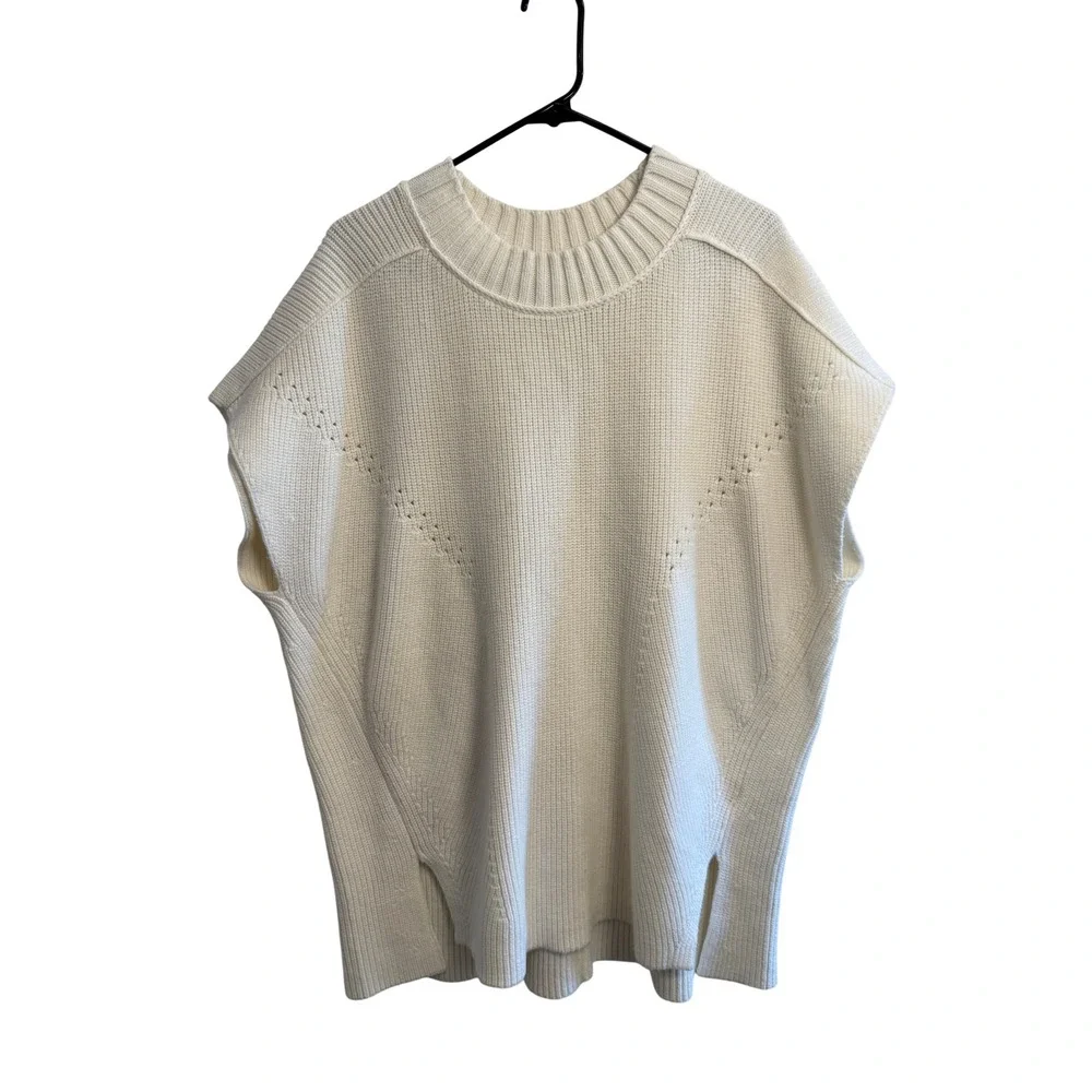 Maeve Anthropologie Womens Large Ivory Oversized Crew Neck Knit Sweater Vest - Picture 1 of 7